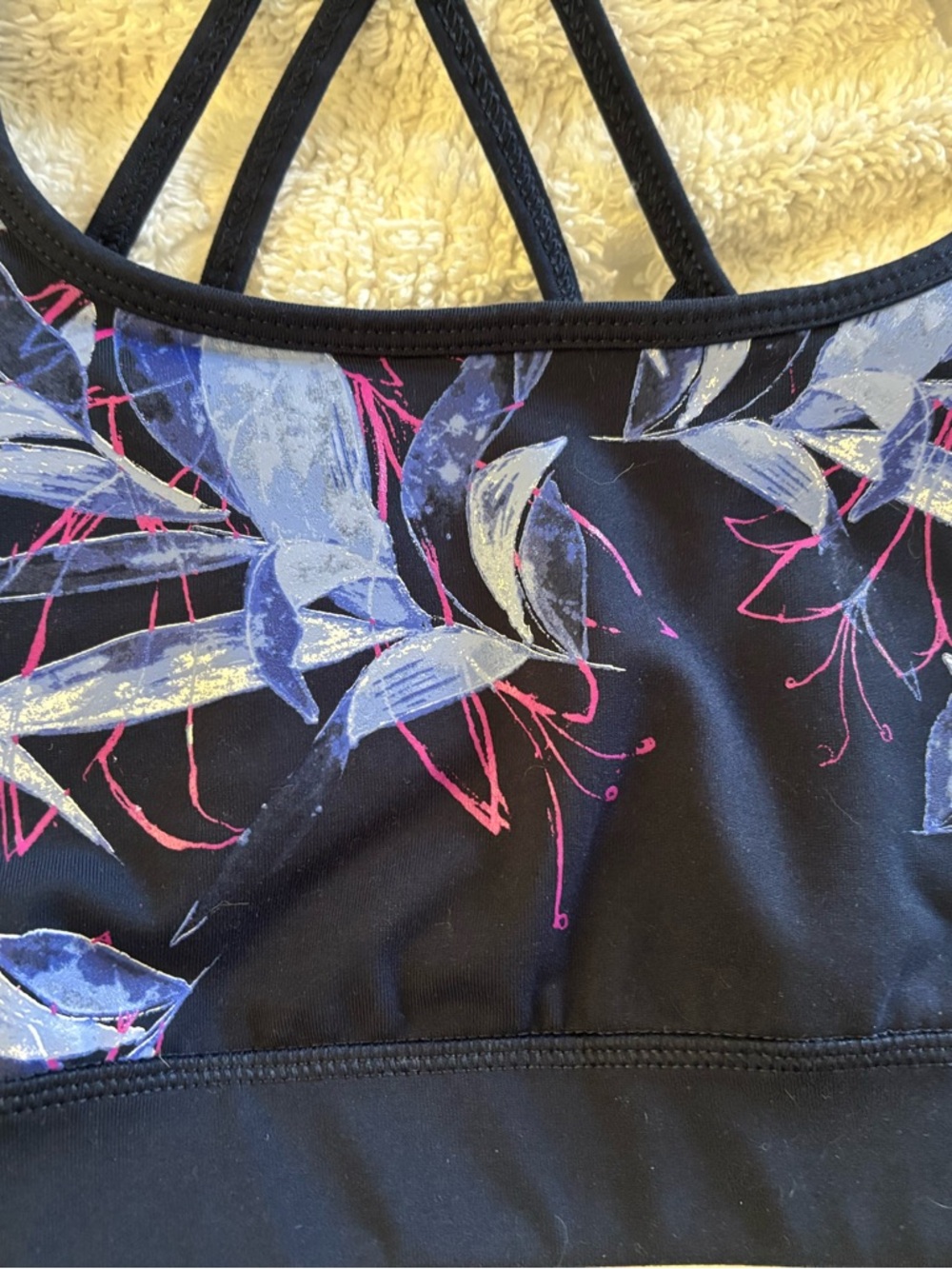 Calvin Klein Navy Floral Cross-Back Sports Bra & Leggings Set - Picture 4 of 12